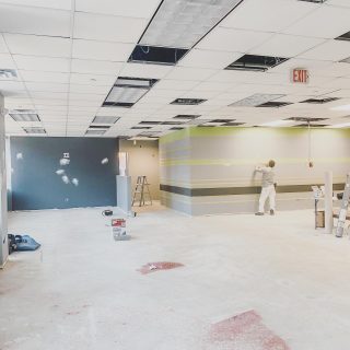 Paint is up at one of our new Chiro One locations!
.
.
#accentwall #paint #chiropractic #wellnesscenter #renovation #buildout #interiorrenovation #remodel #chicagorehab #commercialconstruction  #constructionsite