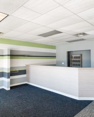 Chiro One Wellness Centers is a leader in Chiropractic care, with locations throughout the United States. We are happy to have them as a long time, repeat client, who we greatly enjoy working with. This striped wall & wallpaper on the reception desk are both design choices that you can see at all locations!⁠
.⁠
.⁠
#chiropracticcare #chiroone #chiroonewellnesscenters #healthandwellness #wellnesscenter #oakbrook #generalcontractor #carpettile #walkofftile #stripedwall #accentwall #paint #wallpaper #commercialspace #retailspace #chicagoconstruction #buildout
